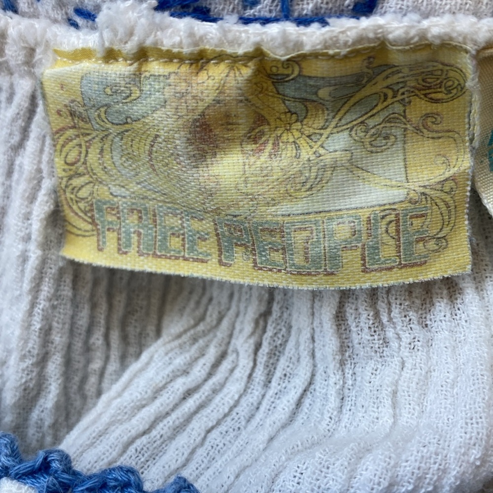 Free People Gauze Crop Top With Embroidery Size Medium - Picture 5 of 6